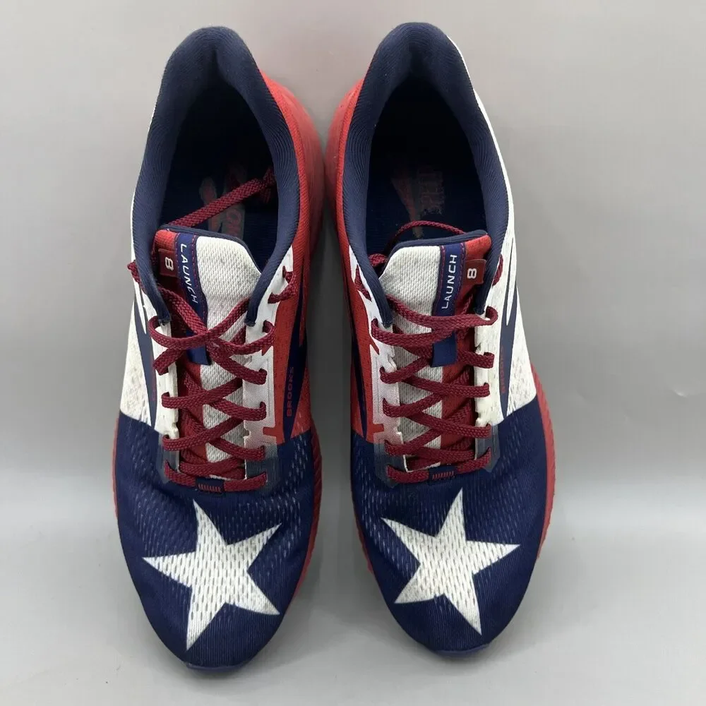 Brooks Men's Launch 8 Texas Star Sneakers Men's 13 D Red White Blue Comfort Shoe - Picture 5 of 9
